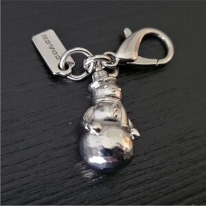 Coach Limited Edition Snowman 3D Silver-Tone Bag‎ Charm or Key Fob